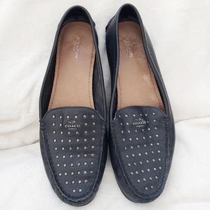 Coach Black Studded Leather Loafers